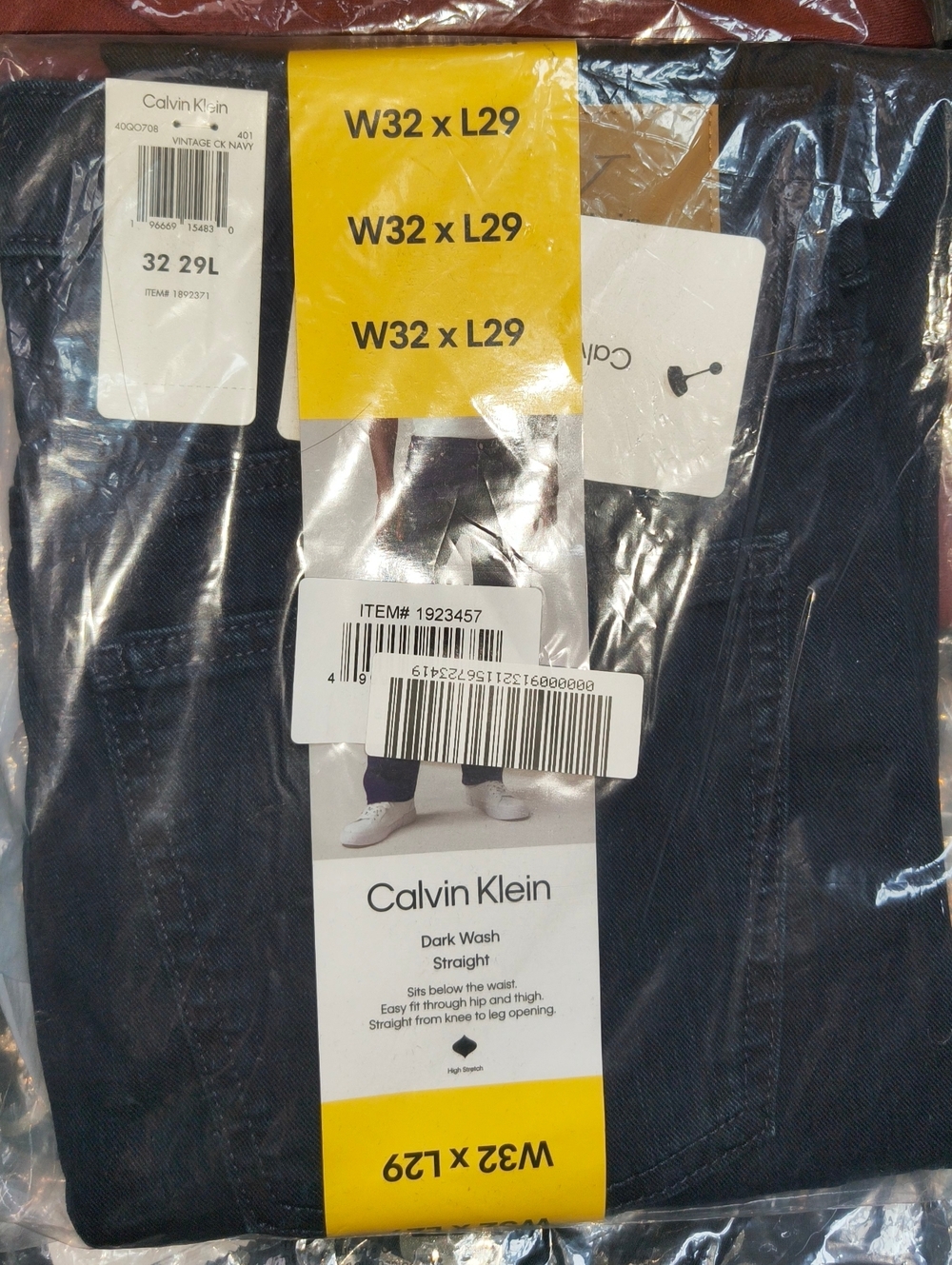 New! Calvin Klein Vintage Men's Dark Wash Straight Jean Fit Blue Navy Size 32X29